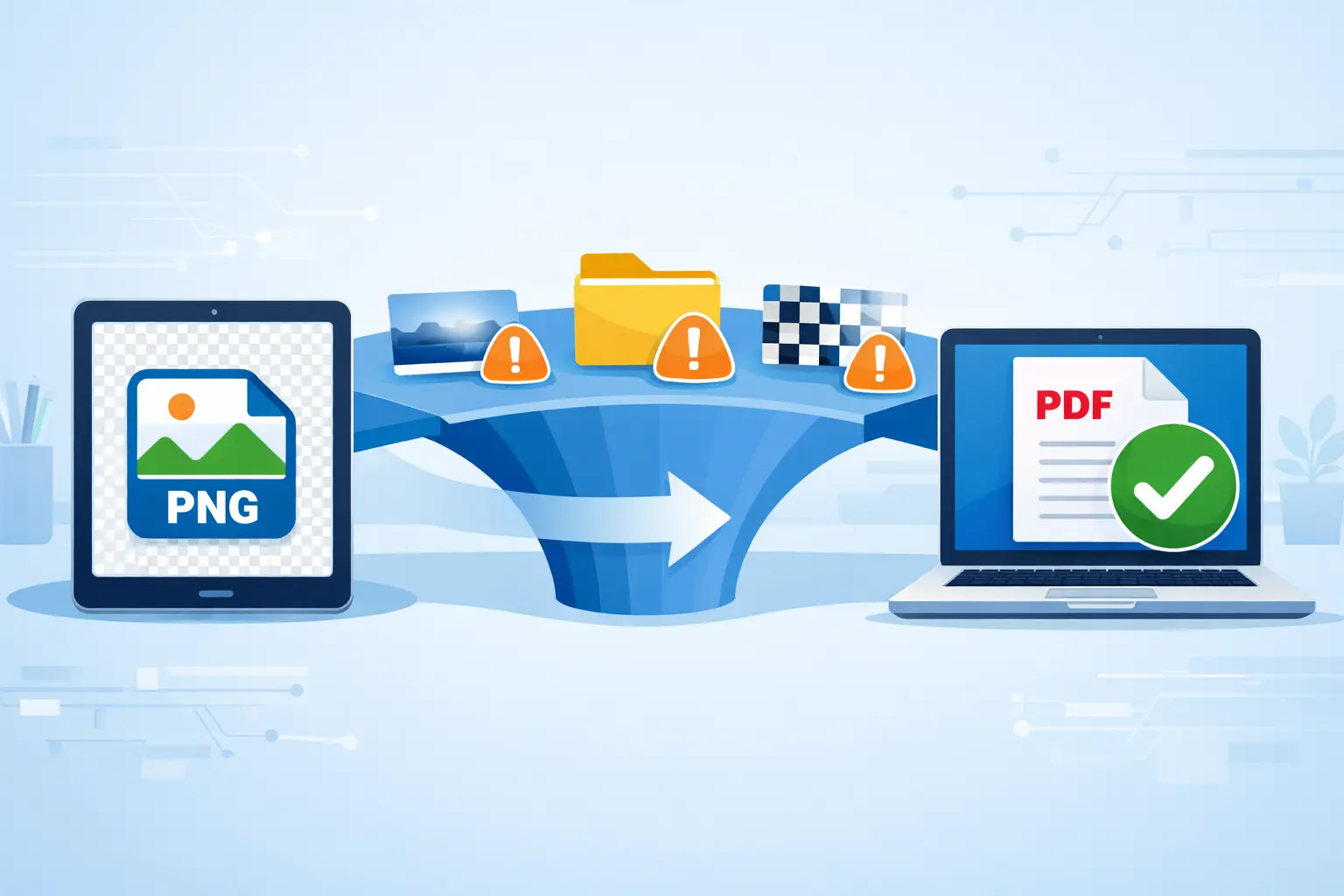 What are common problems with PNG to PDF conversion?