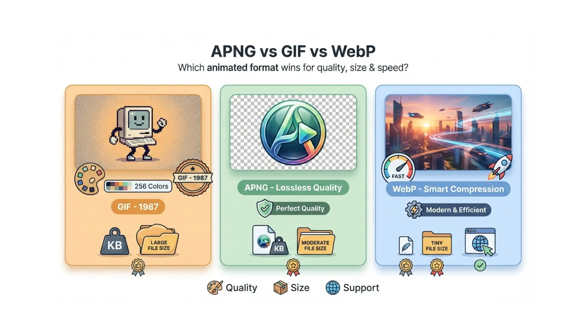 APNG vs GIF vs WebP | Comprehensive comparison guide