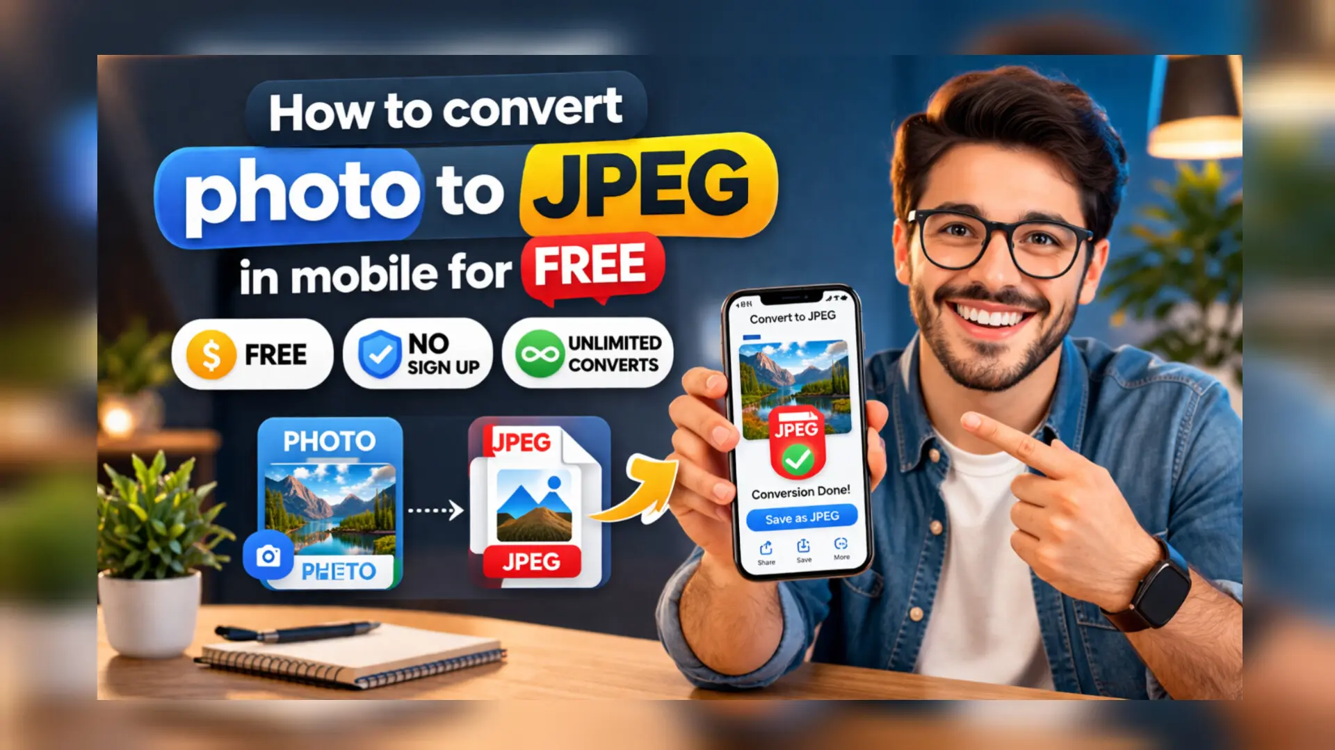 How to convert photo to JPEG in mobile for free (unlimited)